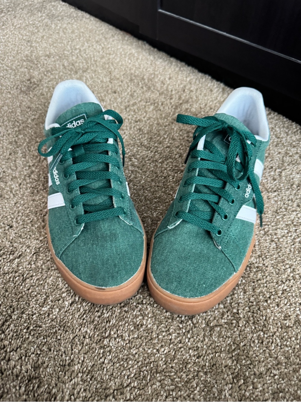 adidas White and Green Low-Top Sneakers